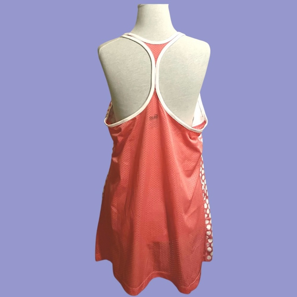 Nike Dri-Fit Racerback Tank Top-Size XL Slim Fit Orange and White Polka Dots - Picture 3 of 8